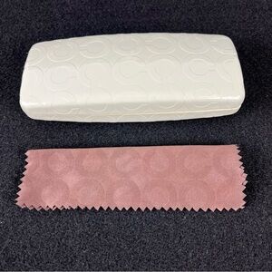 Coach Signature C hard shell sunglasses case faux leather cream brown interior